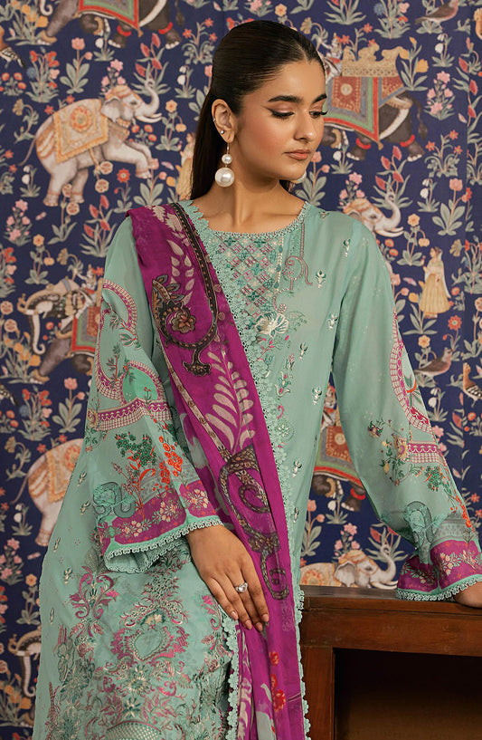 Mashaal by Ramsha Embroidered Lawn Unstitched 3 Piece Suit - L-1609 - RM26LW - Green - Summer Collection