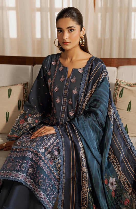 Mashaal by Ramsha Embroidered Lawn Unstitched 3 Piece Suit - L-1606 - RM26LW - Blue - Summer Collection