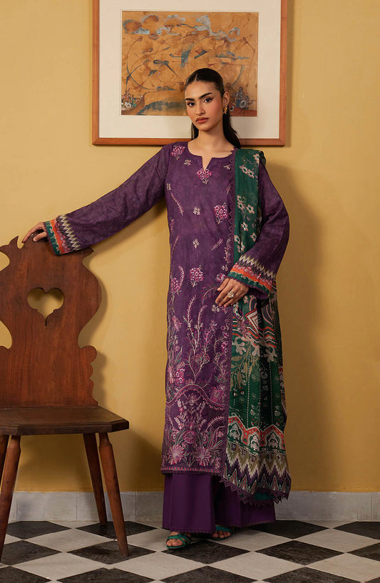 Mashaal by Ramsha Embroidered Lawn Unstitched 3 Piece Suit - L-1605 - RM26LW - Purple - Summer Collection