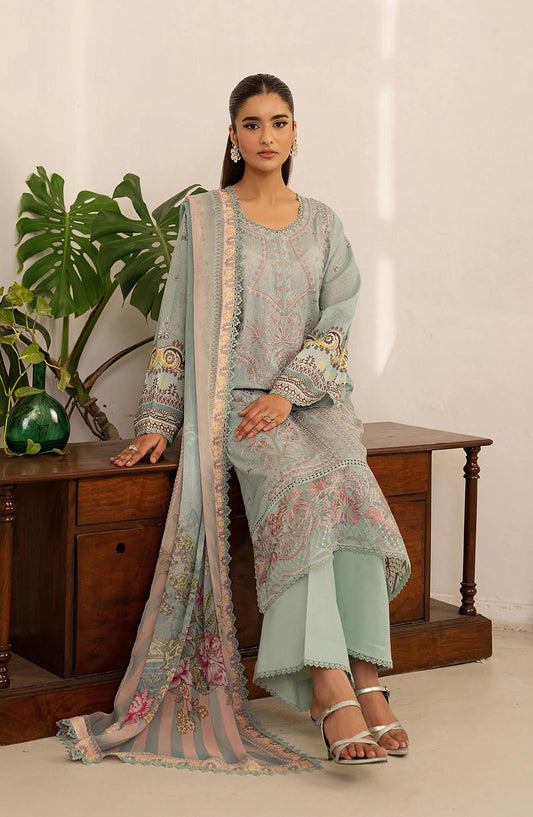 Mashaal by Ramsha Embroidered Lawn Unstitched 3 Piece Suit - L-1604 - RM26LW - Sea Green - Summer Collection