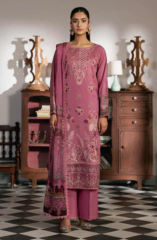 Mashaal by Ramsha Embroidered Lawn Unstitched 3 Piece Suit - L-1602 - RM26LW - Pink - Summer Collection