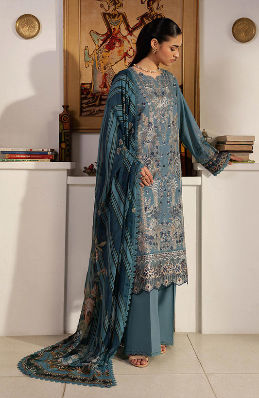 Mashaal by Ramsha Embroidered Lawn Unstitched 3 Piece Suit - L-1601 - RM26LW - Blue - Summer Collection