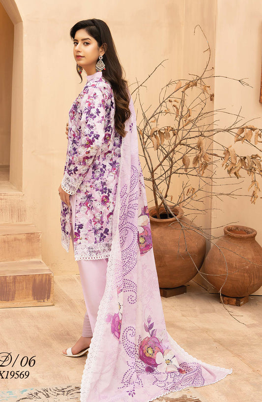 Mashaal by Riaz Arts Embroidered Lawn Unstitched 3 Piece Suit - D-06 - RA26HLS - Purple - Summer Collection