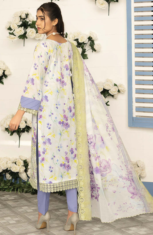 Mashaal by Riaz Arts Embroidered Lawn Unstitched 3 Piece Suit - D-08 - RA26MSL - White - Summer Collection