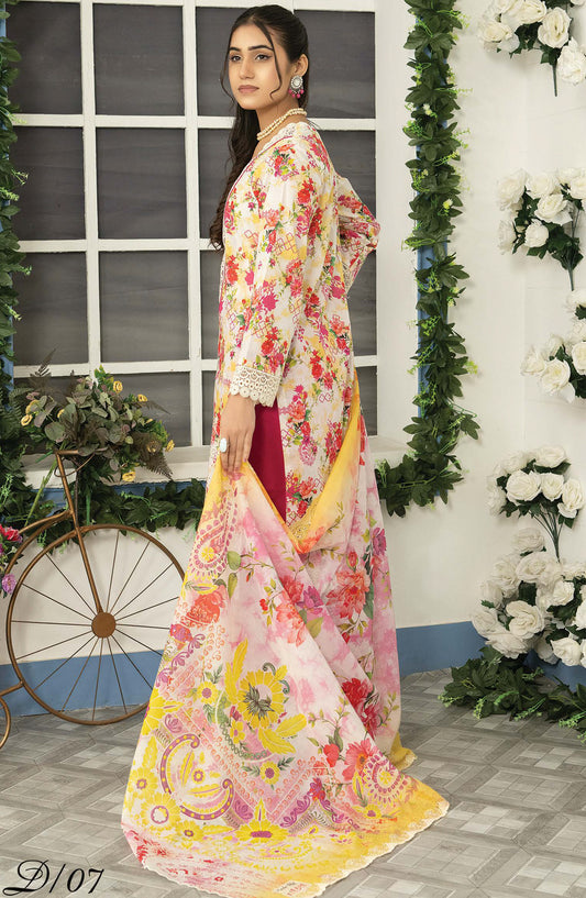 Mashaal by Riaz Arts Embroidered Lawn Unstitched 3 Piece Suit - D-07 - RA26MSL - Multi - Summer Collection