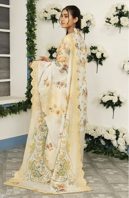 Mashaal by Riaz Arts Embroidered Lawn Unstitched 3 Piece Suit - D-05 - RA26MSL - Lemon - Summer Collection