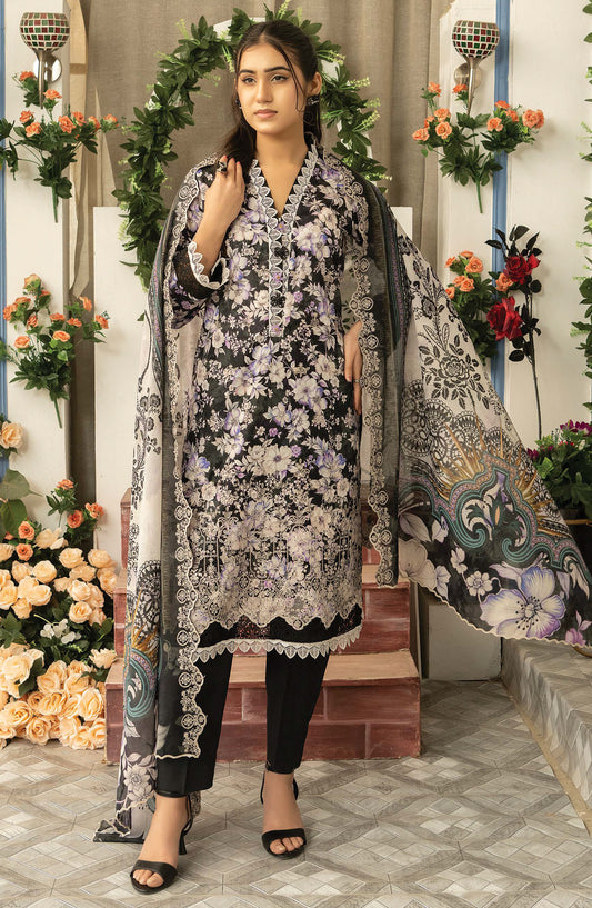 Mashaal by Riaz Arts Embroidered Lawn Unstitched 3 Piece Suit - D-02 - RA26MSL - Black - Summer Collection