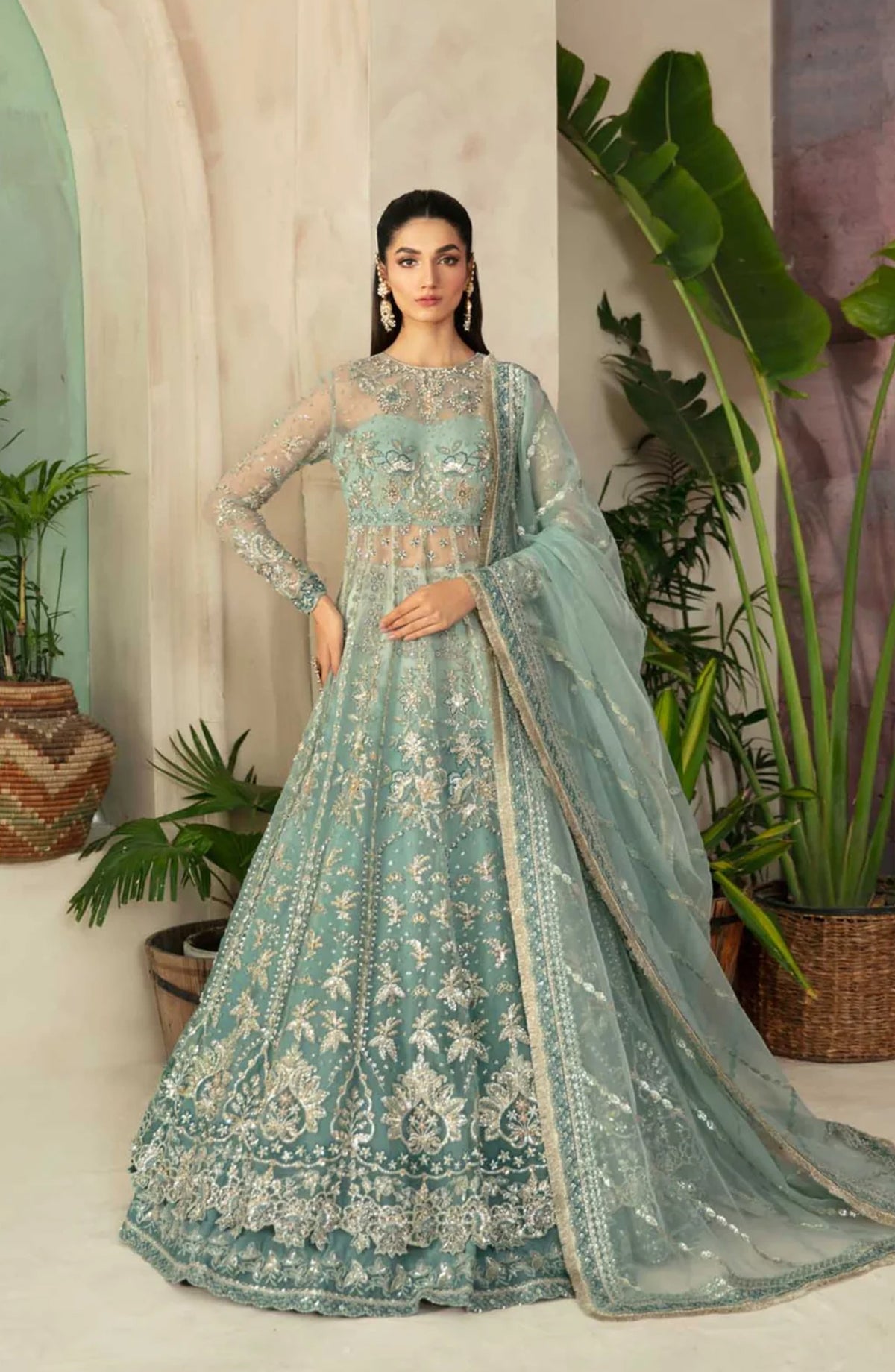 Mastani by Akbar Aslam Luxury Formals Embroidered Organza Unstitched 3 Piece Suit - Frostine - AKA25LFM - Blue - Festive Collection