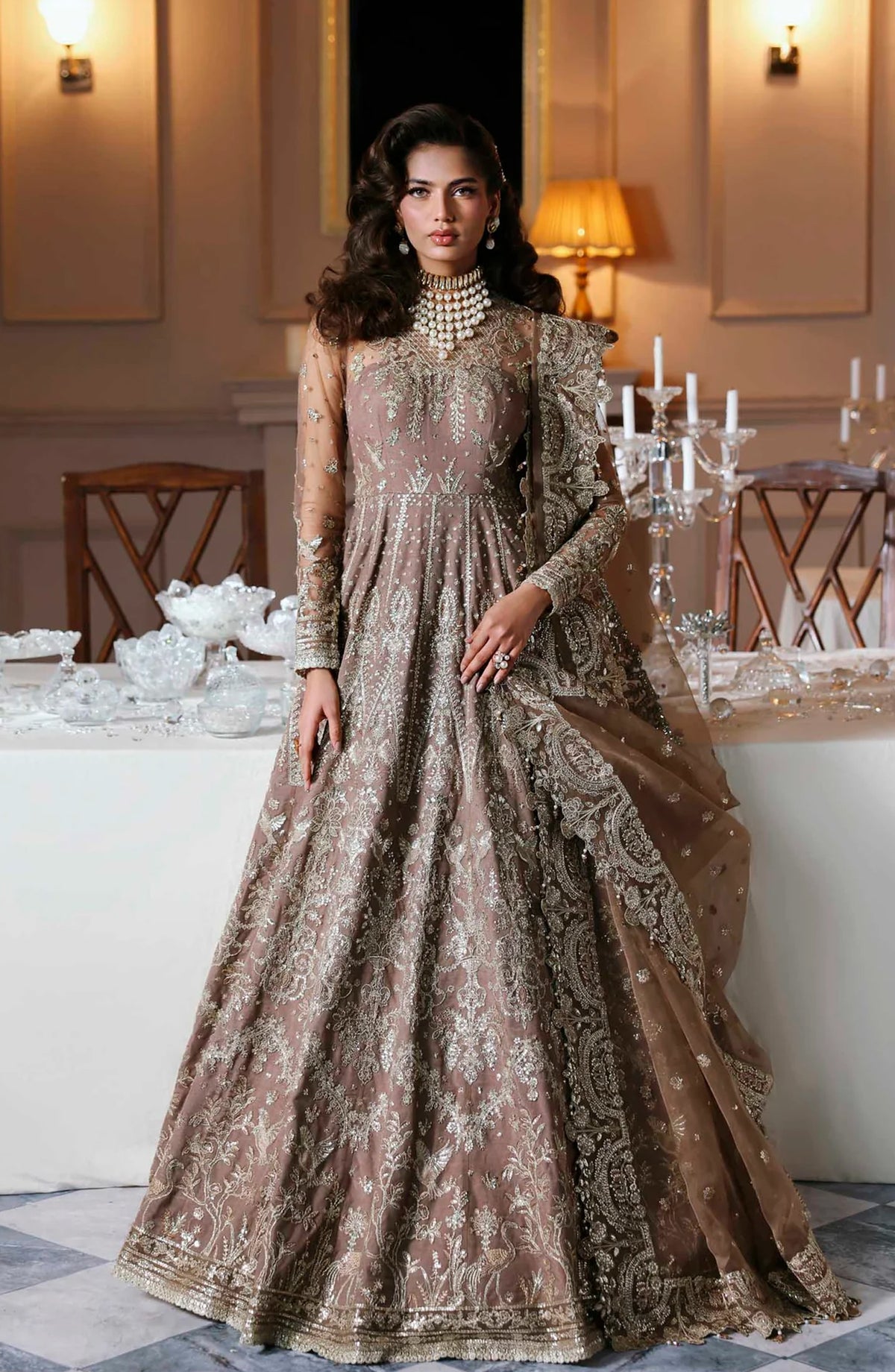 Mastani by Akbar Aslam Luxury Formals Embroidered Net Unstitched 3 Piece Suit - Noorzaib - AKA25LFM - Purple - Festive Collection