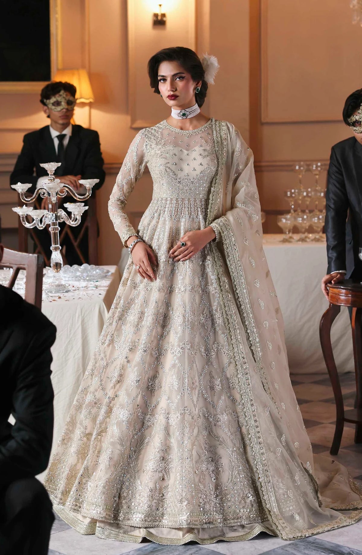 Mastani by Akbar Aslam Luxury Formals Embroidered Organza Unstitched 3 Piece Suit - Gulnisa - AKA25LFM - Light Purple - Festive Collection