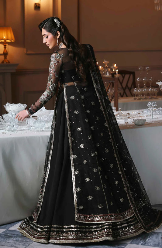 Mastani by Akbar Aslam Luxury Formals Embroidered Organza Unstitched 3 Piece Suit - Zarafreen - AKA25LFM - Black - Festive Collection
