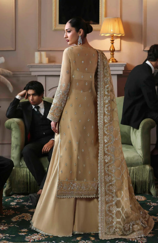 Mastani by Akbar Aslam Luxury Formals Embroidered Organza Unstitched 3 Piece Suit - Tajmeen - AKA25LFM - Beige - Festive Collection