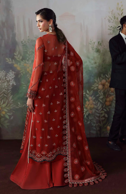 Mastani by Akbar Aslam Luxury Formals Embroidered Organza Unstitched 3 Piece Suit - Laalroz - AKA25LFM - Red - Festive Collection