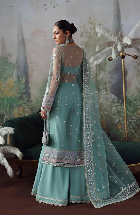Mastani by Akbar Aslam Luxury Formals Embroidered Net Unstitched 3 Piece Suit - Shahnaz - AKA25LFM - Blue - Festive Collection