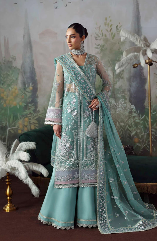 Mastani by Akbar Aslam Luxury Formals Embroidered Net Unstitched 3 Piece Suit - Shahnaz - AKA25LFM - Blue - Festive Collection