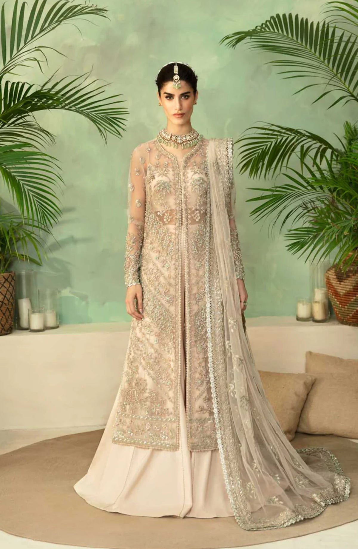 Mastani by Akbar Aslam Luxury Formals Embroidered Net Unstitched 3 Piece Suit - Imperia - AKA25MST - Pink - Festive Collection