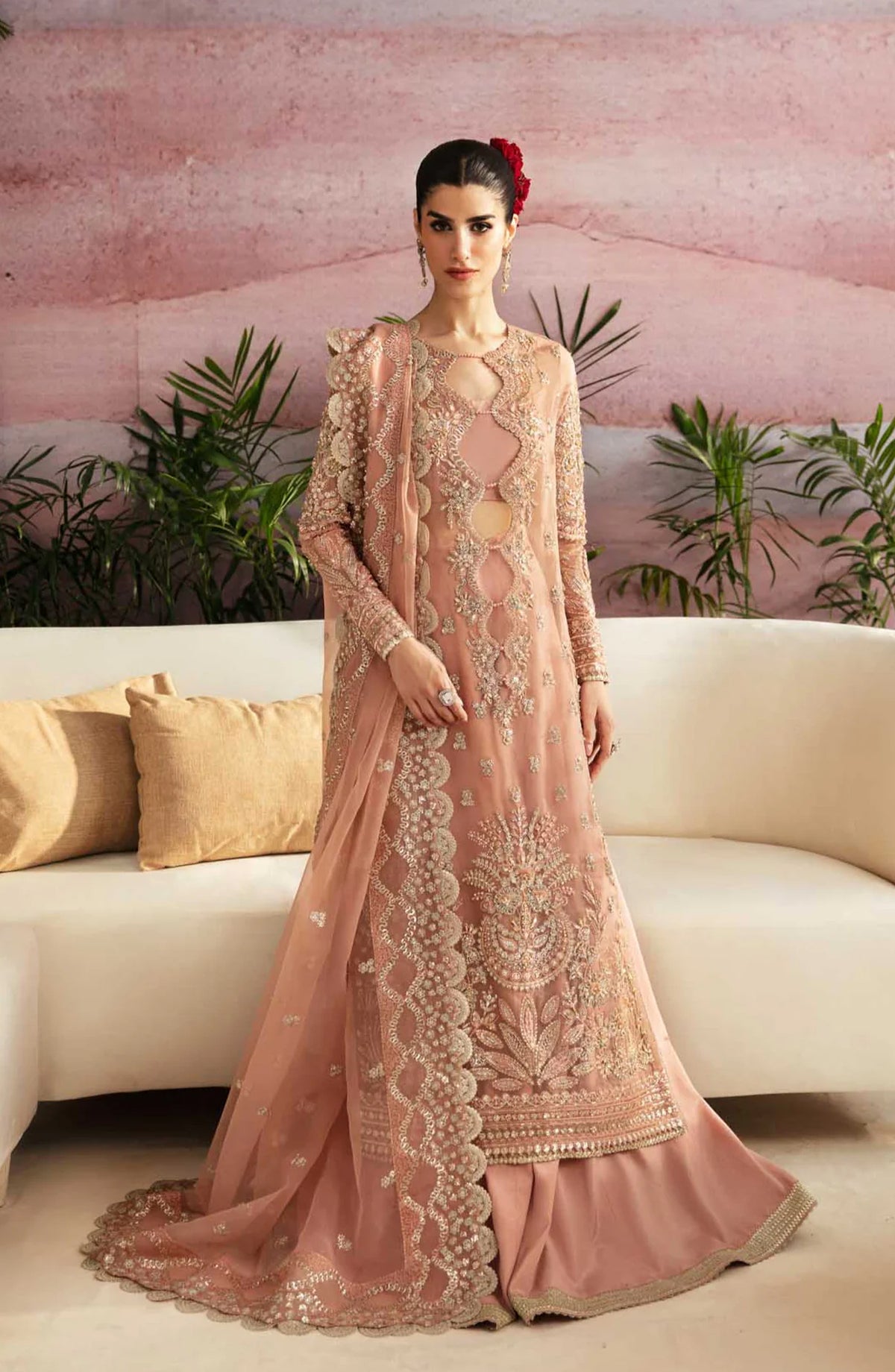 Mastani by Akbar Aslam Luxury Formals Embroidered Organza Unstitched 3 Piece Suit - Sakura - AKA25MST - Pink - Festive Collection