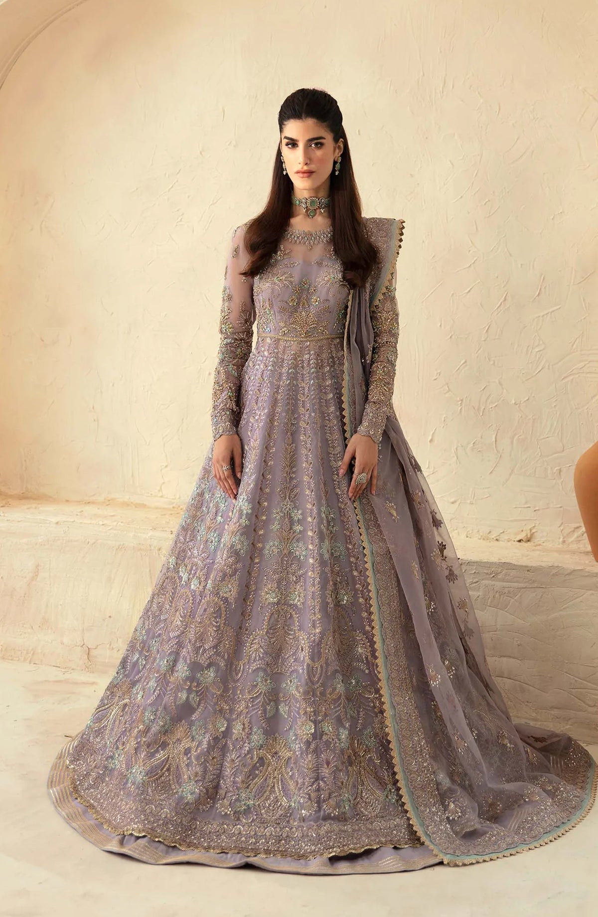 Mastani by Akbar Aslam Luxury Formals Embroidered Organza Unstitched 3 Piece Suit - Lilia - AKA25MST - Purple - Festive Collection