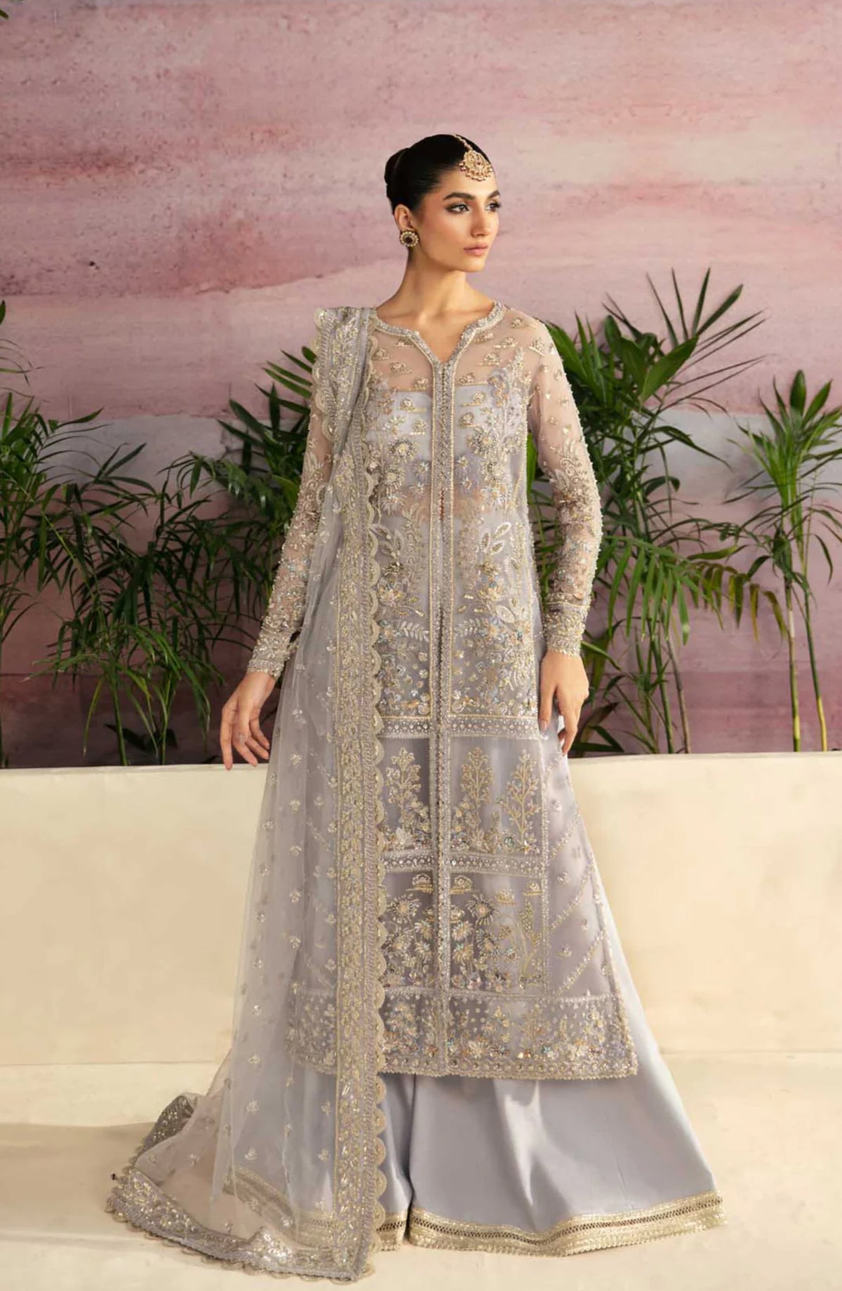 Mastani by Akbar Aslam Luxury Formals Embroidered Organza Unstitched 3 Piece Suit - Moonlit - AKA25MST - Purple - Festive Collection