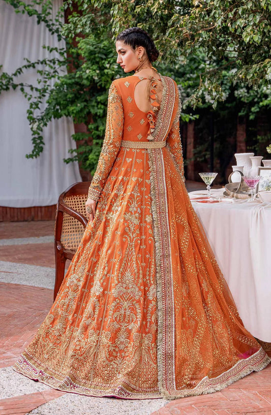 Mastani by Akbar Aslam Luxury Formals Embroidered Net Unstitched 3 Piece Suit - Mahjabeen - AKA25MST - Orange - Festive Collection