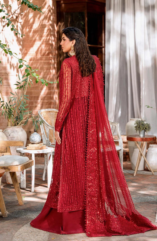 Mastani by Akbar Aslam Luxury Formals Embroidered Net Unstitched 3 Piece Suit - Gul Mohr - AKA25MST - Red - Festive Collection