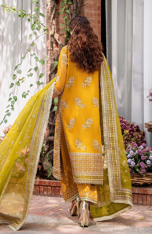 Mastani by Akbar Aslam Luxury Formals Embroidered Organza Unstitched 3 Piece Suit - Rohi - AKA25MST - Yellow - Festive Collection