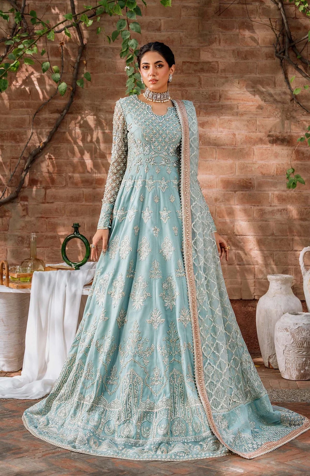 Mastani by Akbar Aslam Luxury Formals Embroidered Net Unstitched 3 Piece Suit - Jabeen - AKA25MST - Blue - Festive Collection
