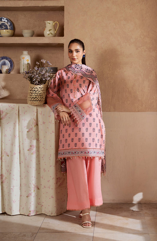 Mausummery Digital Printed Lawn Unstitched 3 Piece Suit - Morganite - MU25USS4 - Pink - Summer Collection