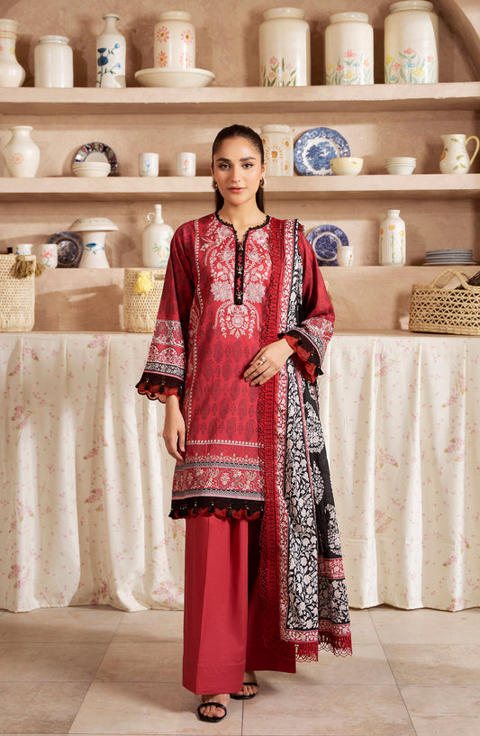 Mausummery Digital Printed Lawn Unstitched 3 Piece Suit - Jasper - MU25USS4 - Red - Summer Collection