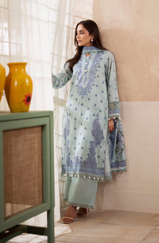 Mausummery Digital Printed Lawn Unstitched 3 Piece Suit - Aquamarine - MU25USS4 - Light Blue - Summer Collection