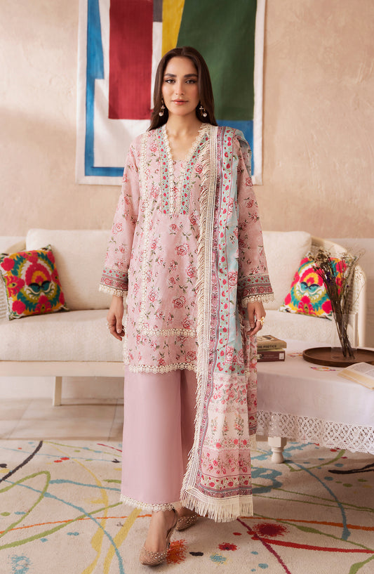 Mausummery Digital Printed Lawn Unstitched 3 Piece Suit - Tourmaline - MU25USS4 - Light Pink - Summer Collection