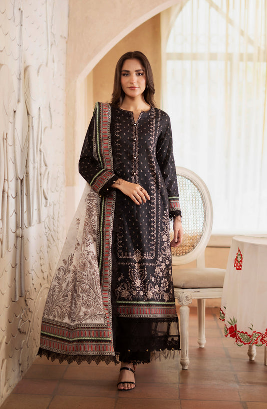 Mausummery Digital Printed Lawn Unstitched 3 Piece Suit - Onyx - MU25USS4 - Black - Summer Collection
