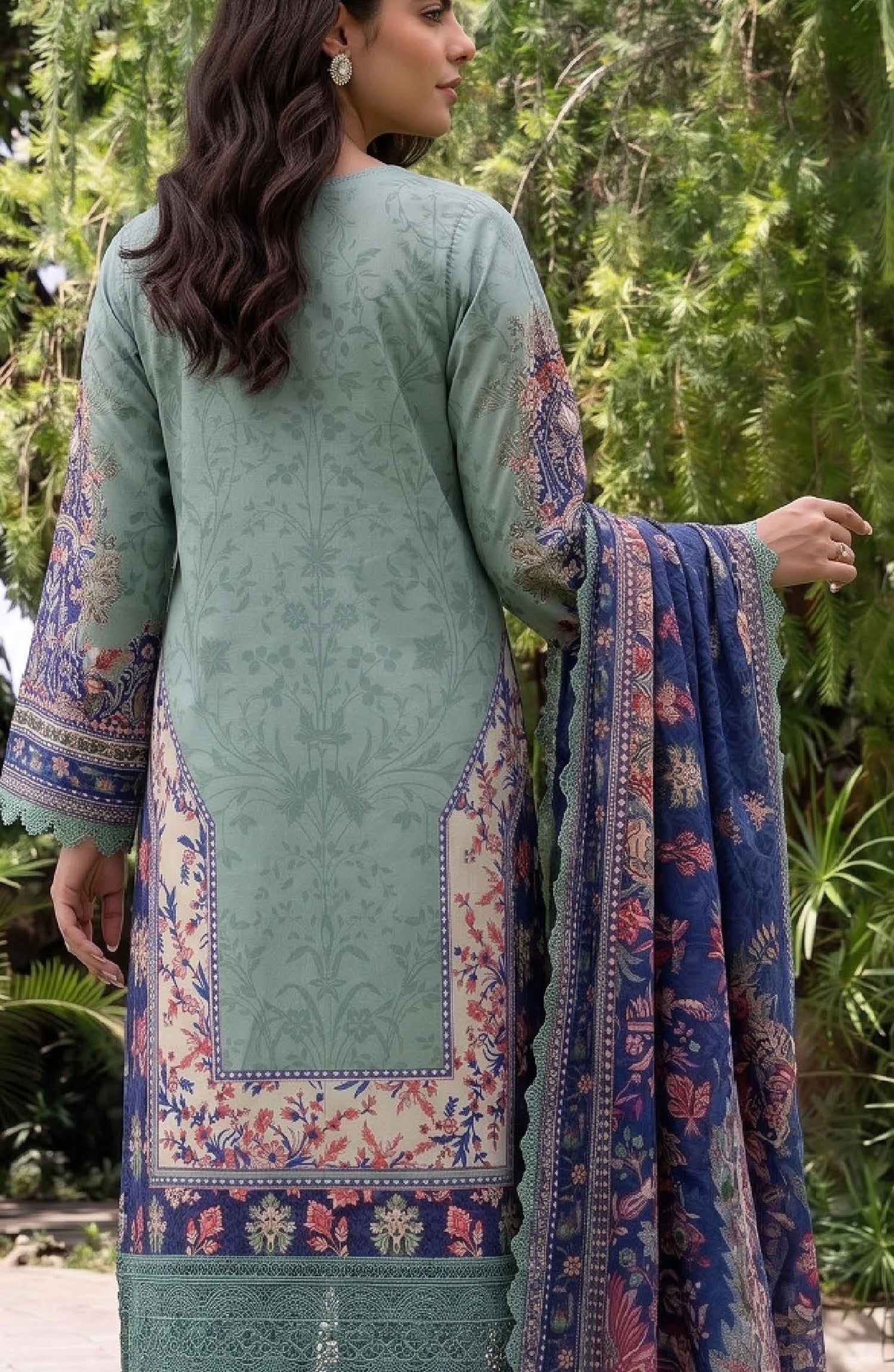 Mausummery Printed Linen Unstitched 3 Piece Suit - 02 Alyssa - MU26LN - Ferozi - Winter Collection