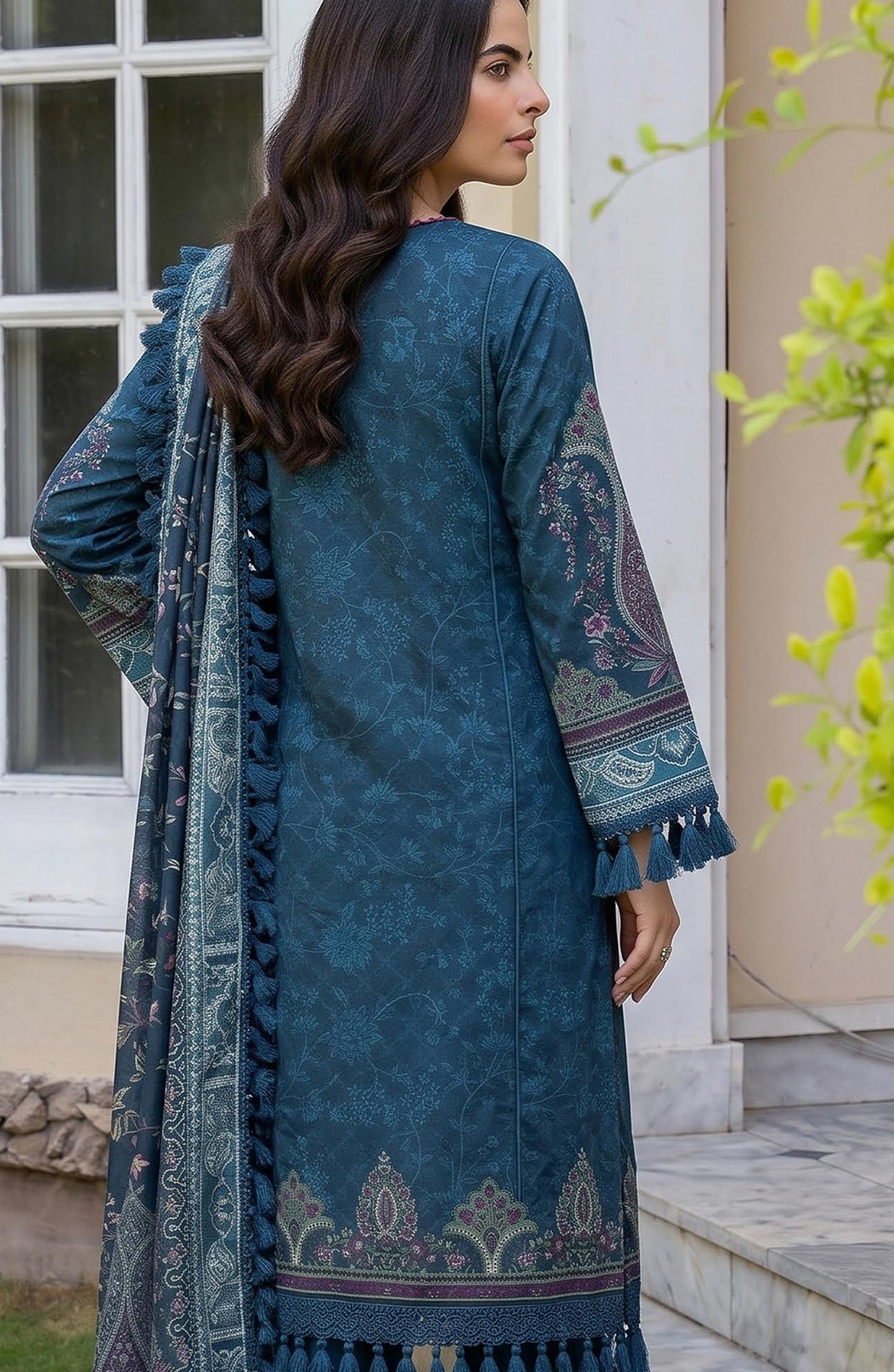 Mausummery Printed Linen Unstitched 3 Piece Suit - 03 Calla Lily - MU26LN - Blue - Winter Collection