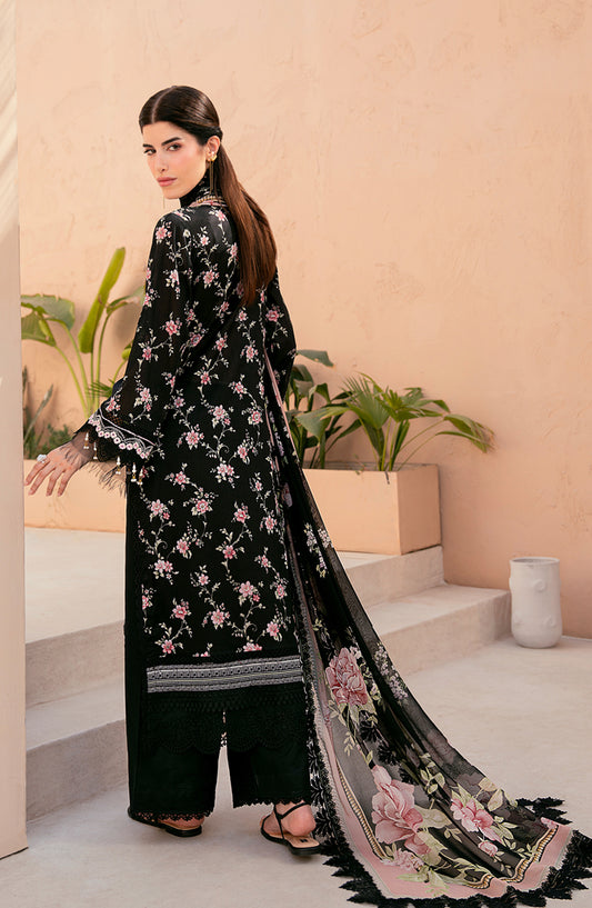 Mausummery Embroidered Lawn Unstitched 3 Piece Suit - Onyx - MU26PNT - Black - Summer Collection