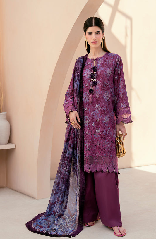 Mausummery Embroidered Lawn Unstitched 3 Piece Suit - Amethyst - MU26PNT - Purple - Summer Collection