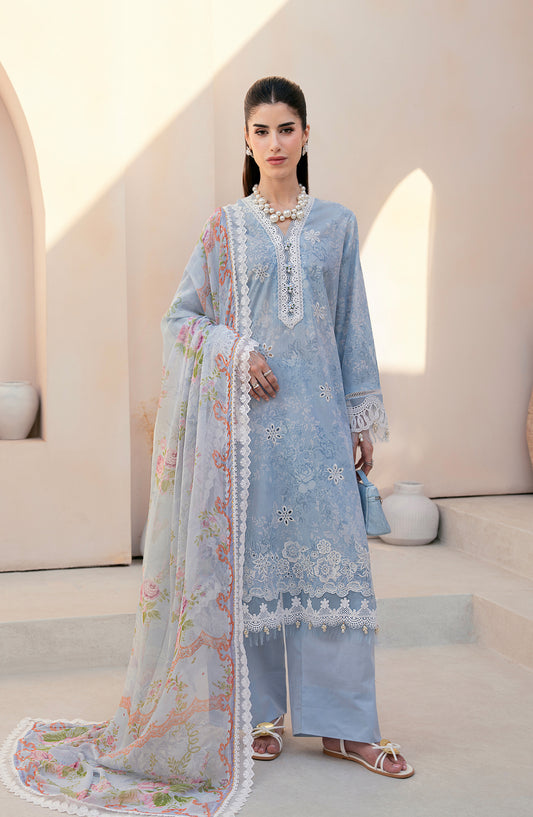Mausummery Embroidered Lawn Unstitched 3 Piece Suit - Iris - MU26PNT - Blue - Summer Collection