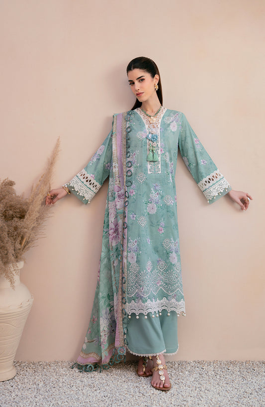 Mausummery Embroidered Lawn Unstitched 3 Piece Suit - Jade - MU26PNT - Green - Summer Collection