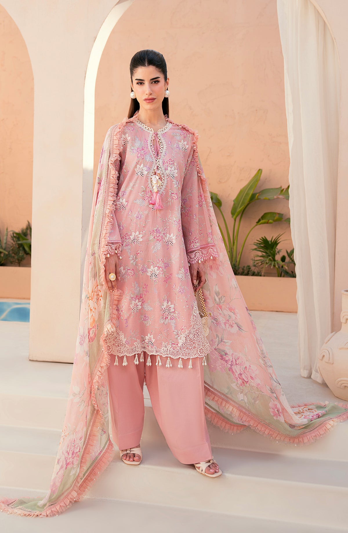Mausummery Embroidered Lawn Unstitched 3 Piece Suit - Peony - MU26PNT - Pink - Summer Collection