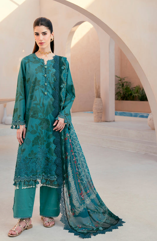 Mausummery Embroidered Lawn Unstitched 3 Piece Suit - Emerald - MU26PNT - Green - Summer Collection
