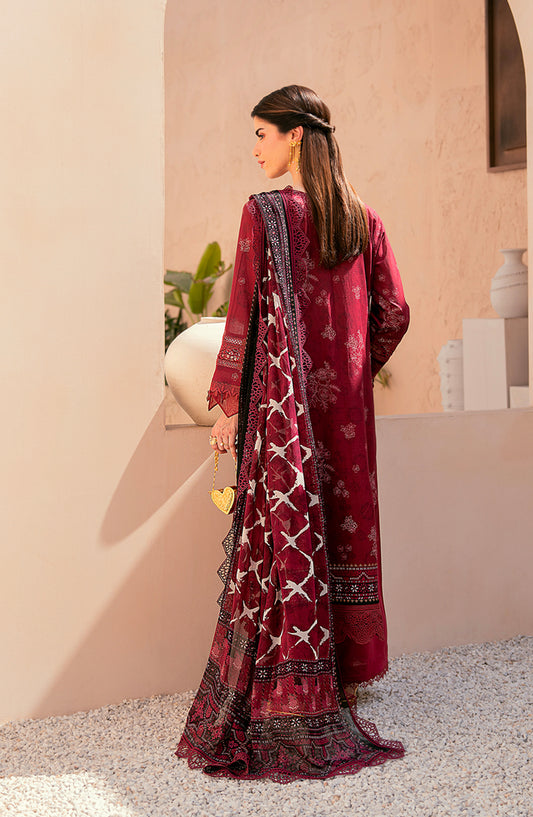 Mausummery Embroidered Lawn Unstitched 3 Piece Suit - Garnet - MU26PNT - Maroon - Summer Collection