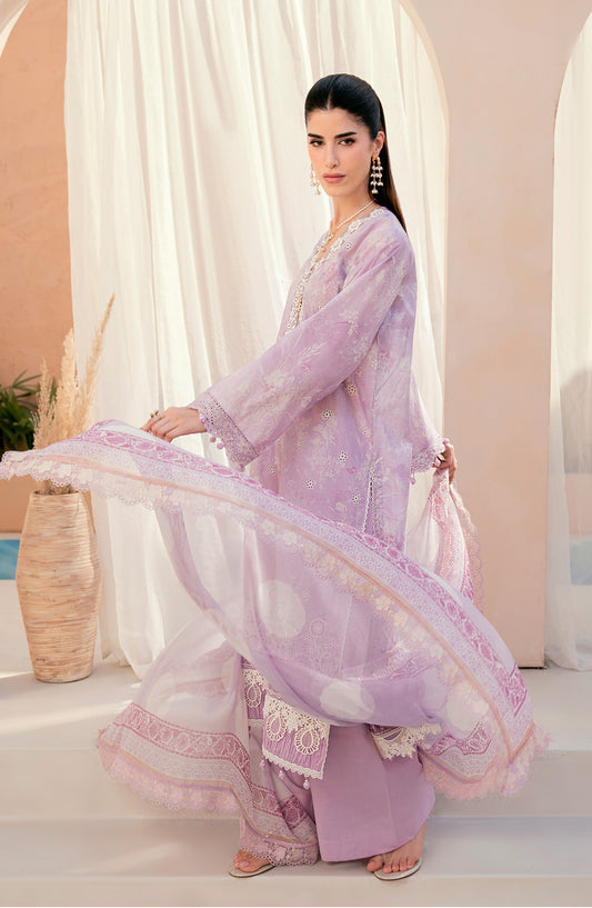 Mausummery Embroidered Lawn Unstitched 3 Piece Suit - Orchid - MU26PNT - Purple - Summer Collection