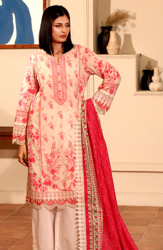 Mausummery Digital Printed Lawn Unstitched 3 Piece Suit - 11 Peony - MU26SMR - Pink - Summer Collection