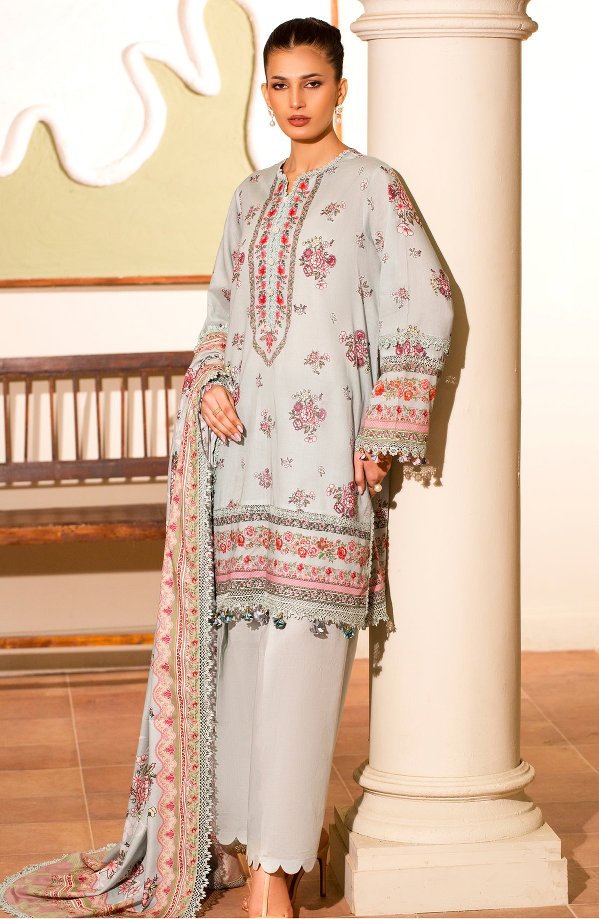 Mausummery Digital Printed Lawn Unstitched 3 Piece Suit - 04 Glory - MU26SMR - Blue - Summer Collection