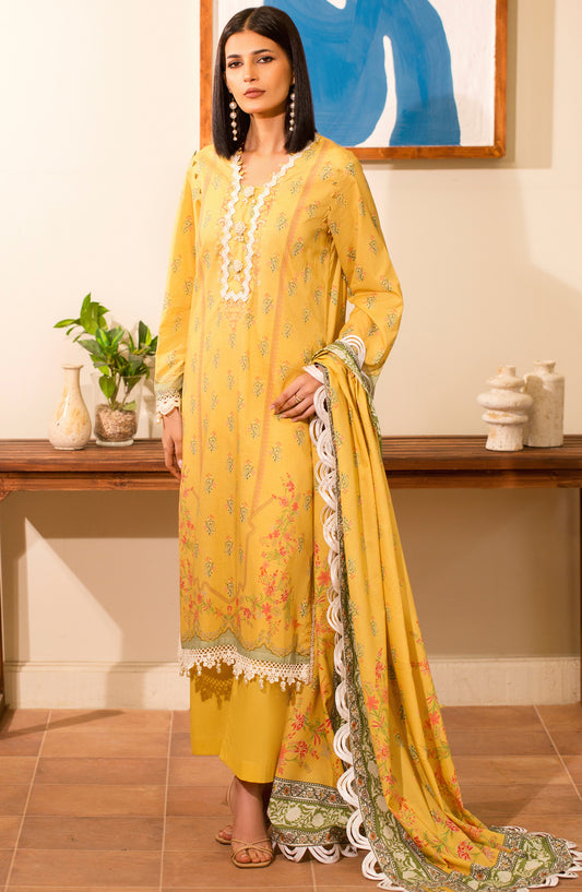 Mausummery Digital Printed Lawn Unstitched 3 Piece Suit - 03 Daffodil - MU26SMR - Yellow - Summer Collection
