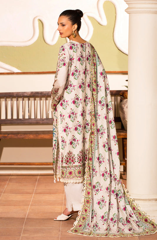 Mausummery Digital Printed Lawn Unstitched 3 Piece Suit - 02 Jasmine - MU26SMR - Off White - Summer Collection