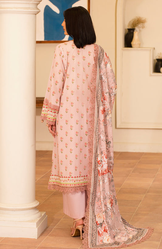 Mausummery Digital Printed Lawn Unstitched 3 Piece Suit - 01 Gardenia - MU26SMR - Pink - Summer Collection