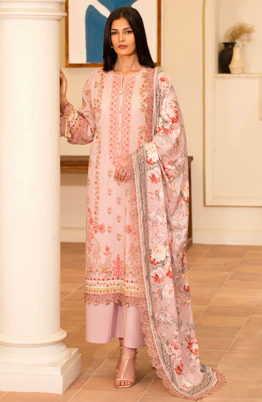 Mausummery Digital Printed Lawn Unstitched 3 Piece Suit - 01 Gardenia - MU26SMR - Pink - Summer Collection
