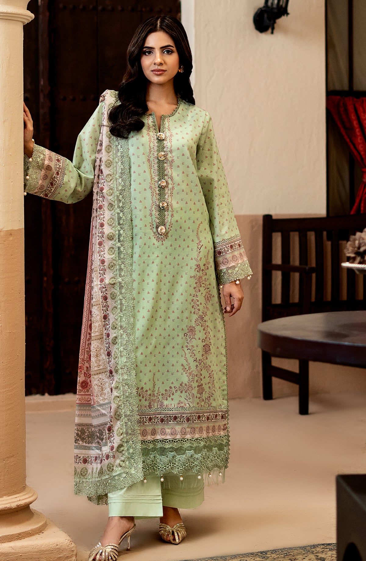 Mausummery Printed Lawn Unstitched 3 Piece Suit - 11 Sage Serenity - MU26TRE - Green - Summer Collection