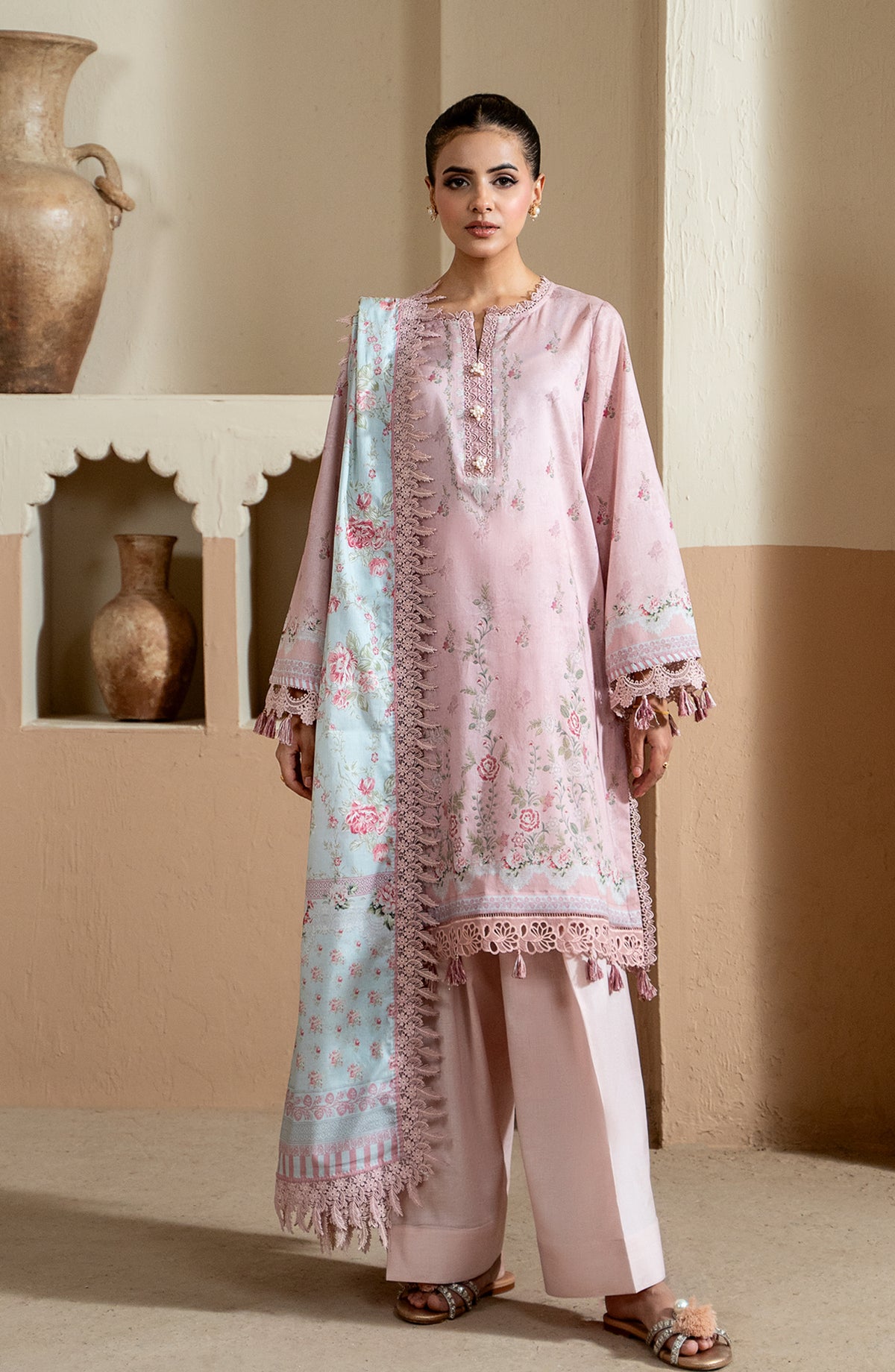 Mausummery Printed Lawn Unstitched 3 Piece Suit - 10 Rose Dream - MU26TRE - Pink - Summer Collection